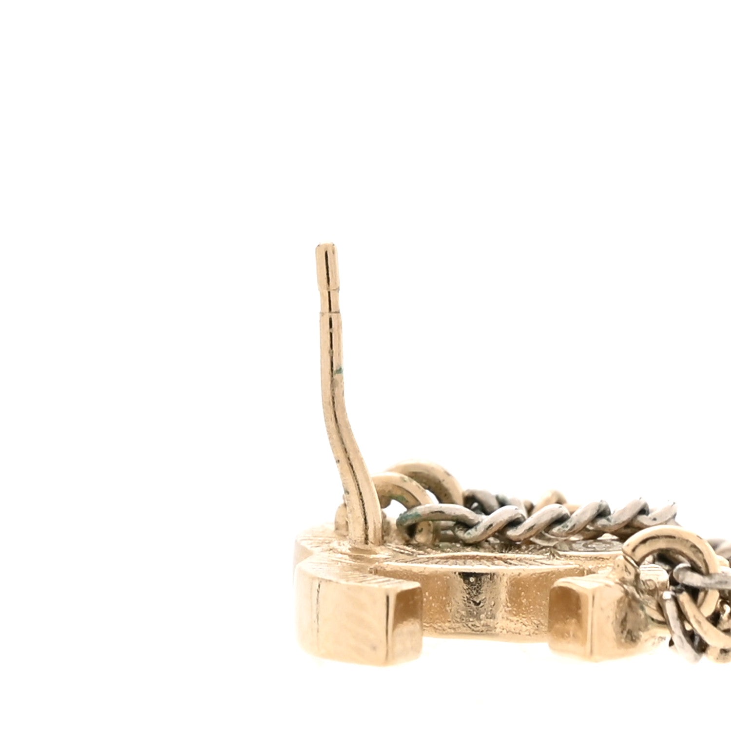 Chanel Crystal Chain CC Earrings Gold 5 of 5