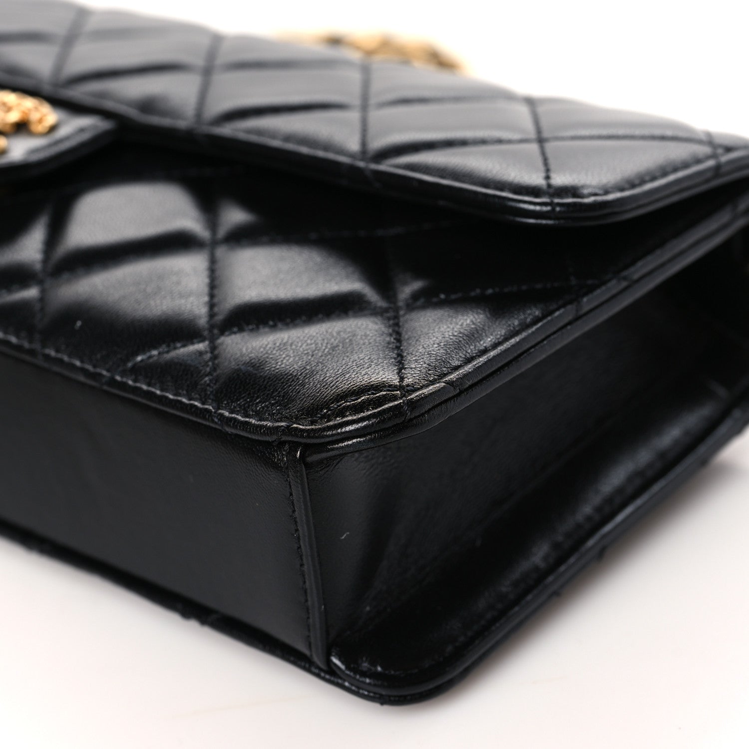 Chanel Shiny Lambskin Quilted Flap Clutch Bag Black 9 of 9
