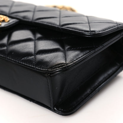 Chanel Shiny Lambskin Quilted Flap Clutch Bag Black 9 of 9