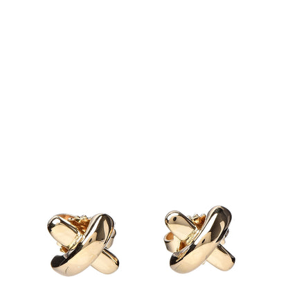 Tiffany 18K Yellow Gold 7.5mm Cross Stitch Earrings 1 of 4
