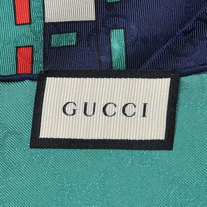 Gucci Silk Chain Argyle Square Scarf Flame Dark Green 3 of 4