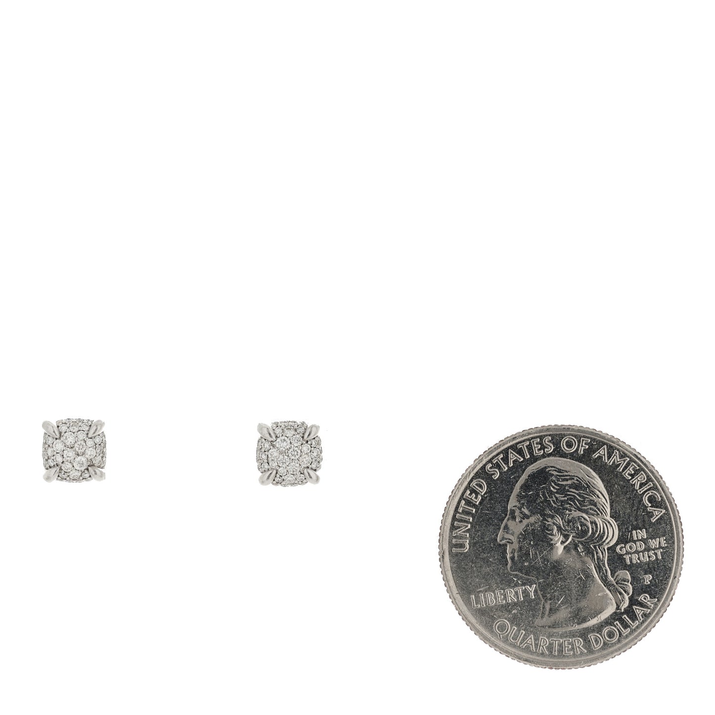 Sterling Silver Diamond 6.5mm Chatelaine Stud Earrings