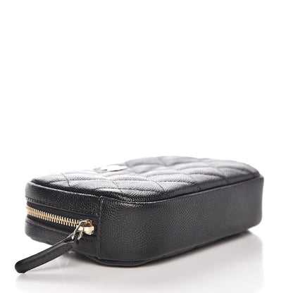 Chanel Caviar Quilted Small Curvy Pouch Cosmetic Case Black 4 of 16