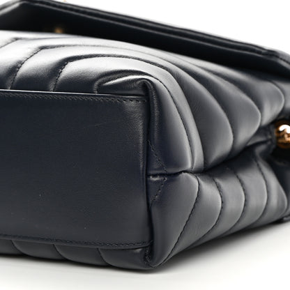 Saint Laurent Calfskin Y Quilted Monogram Small Loulou Chain Satchel Deep Marine 10 of 13