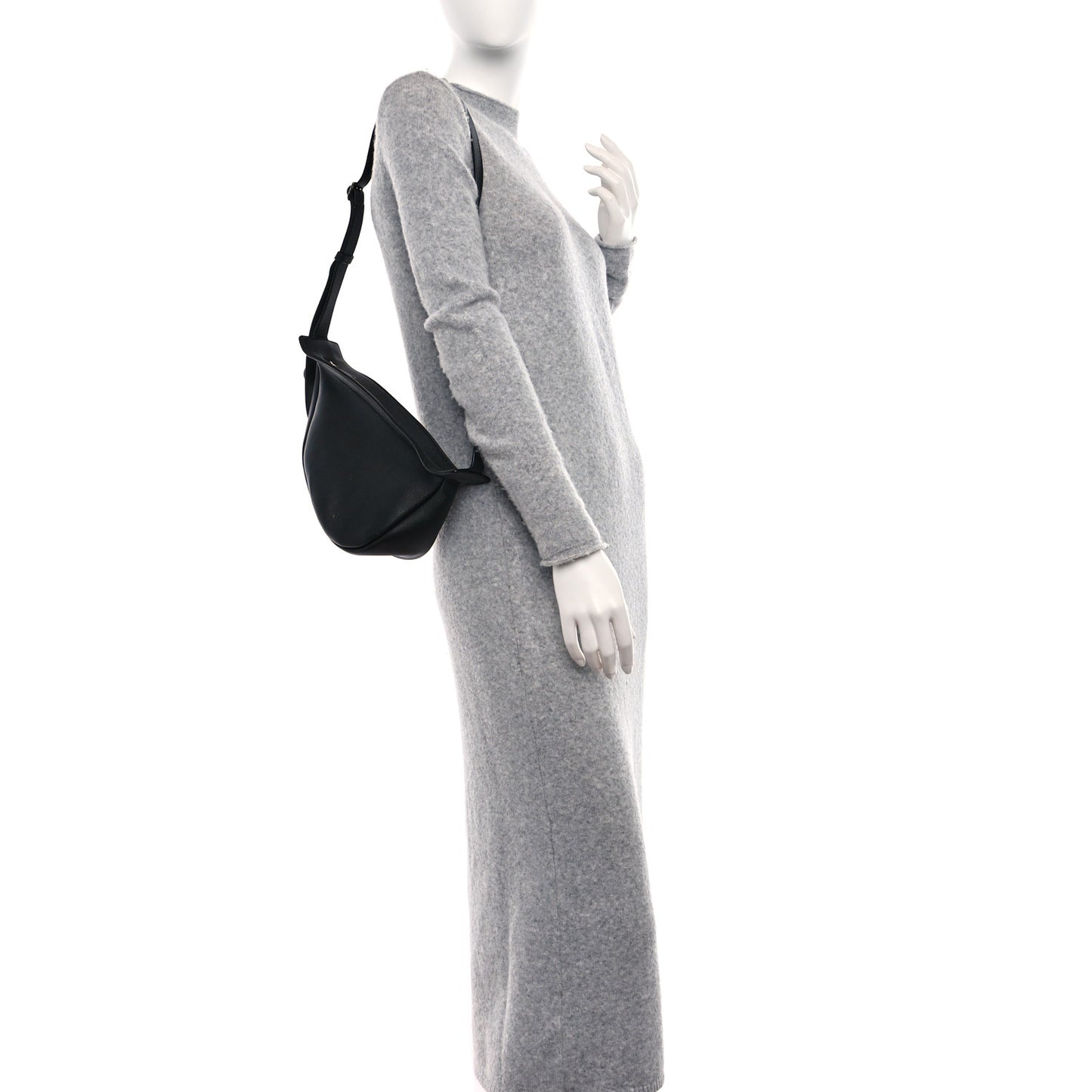 Grained Calfskin Small Slouchy Banana Bag Black
