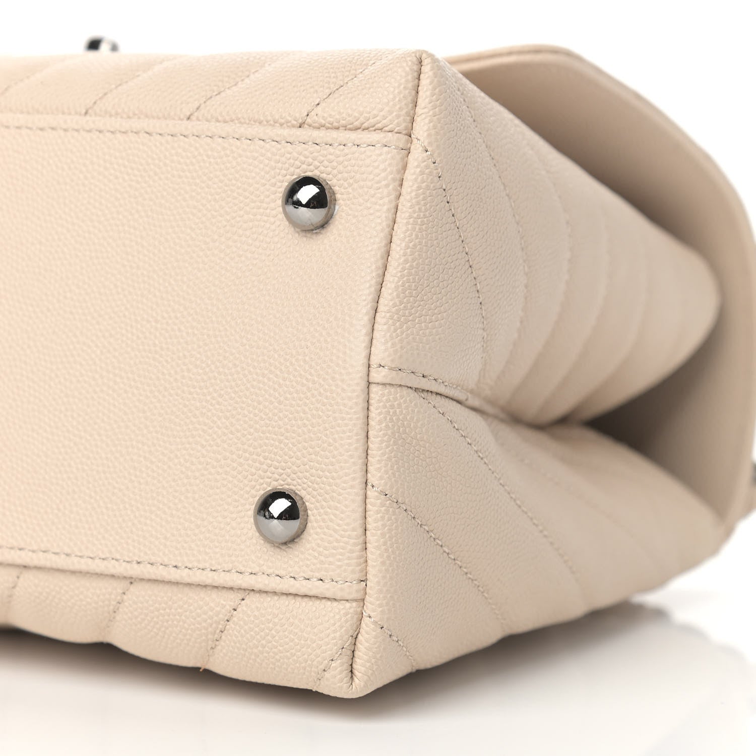 Chanel Caviar Chevron Quilted Small Coco Handle Flap Light Beige 9 of 9