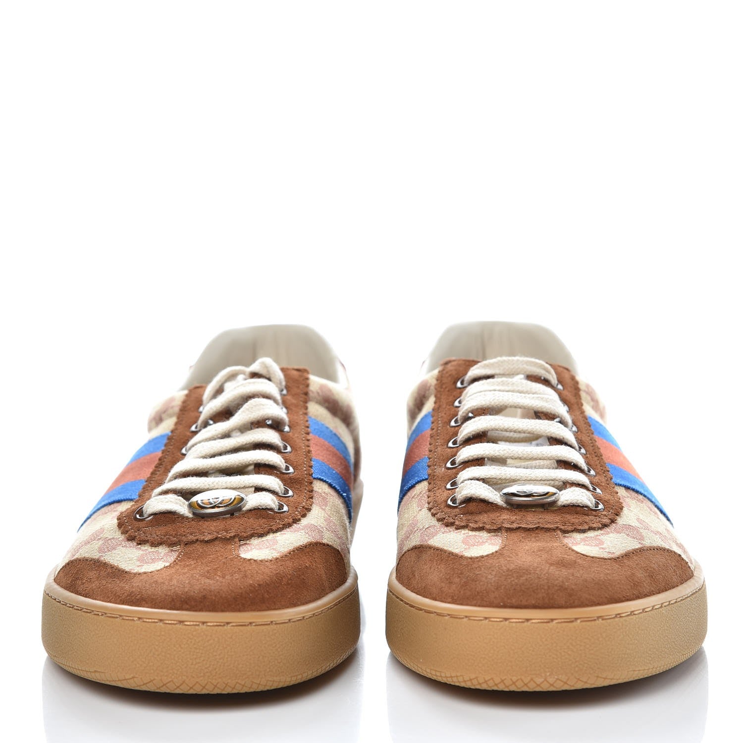 Gucci GG Monogram Suede Web Mens G74 Sneakers 11.5 Beige Ruggine Cuir 2 of 9