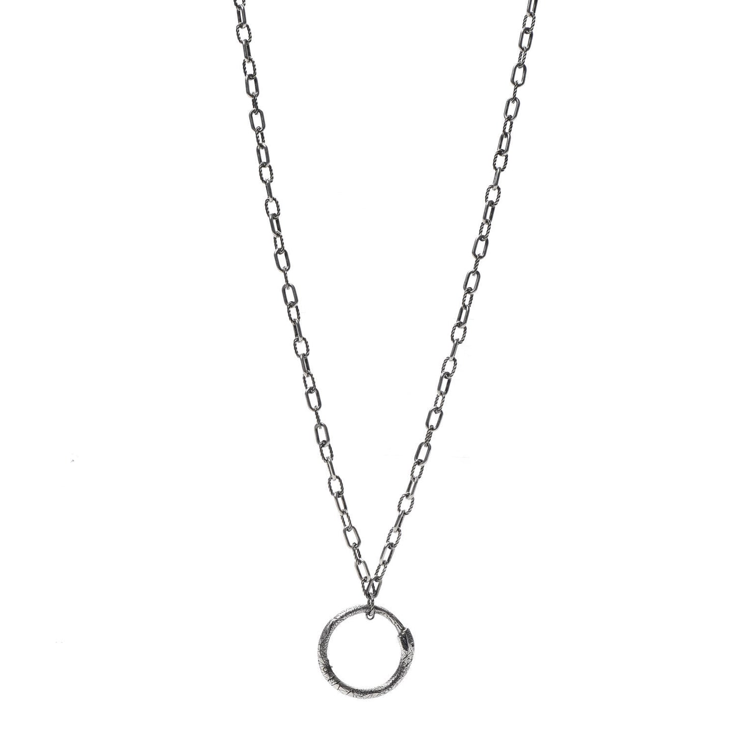 Sterling Silver Garden Ouroboros Snake Pendant Necklace
