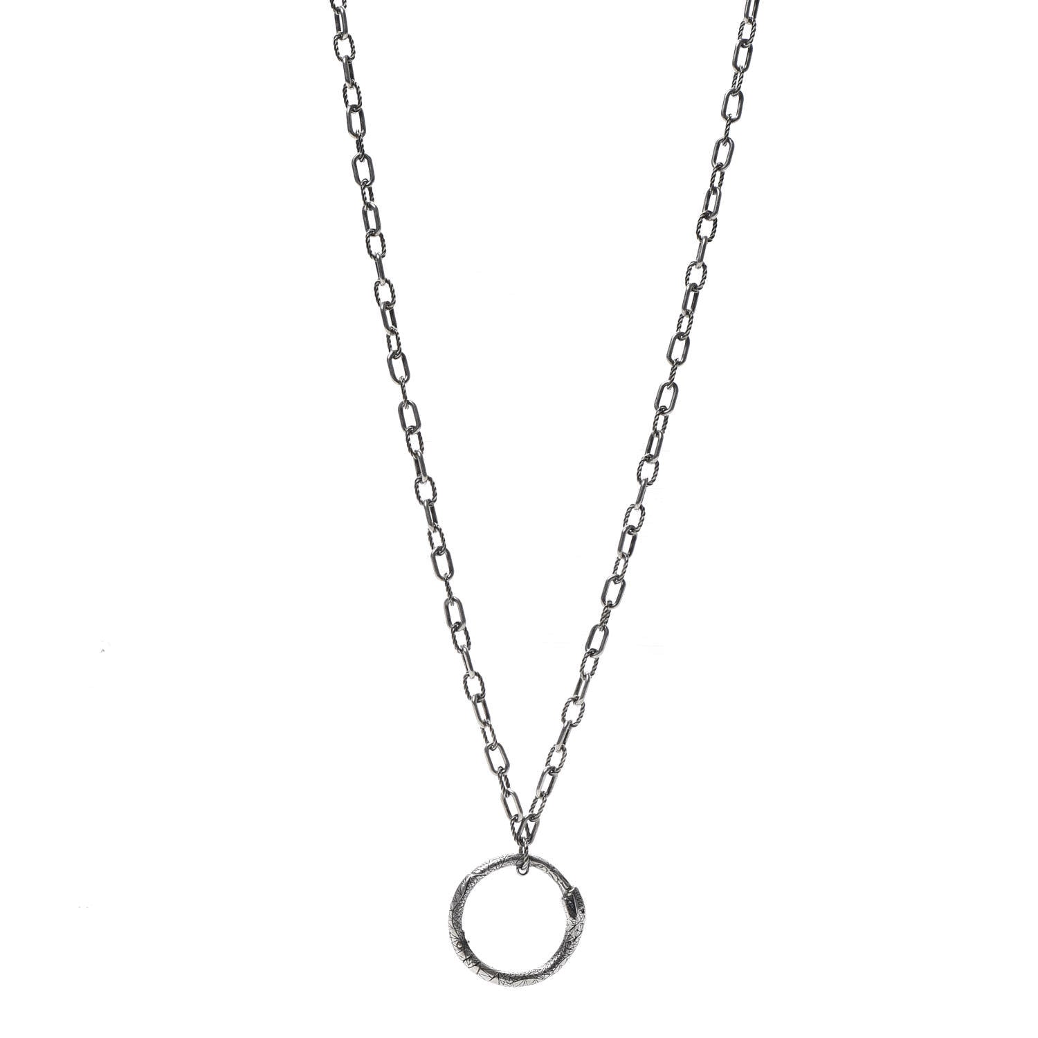 Gucci Sterling Silver Garden Ouroboros Snake Pendant Necklace 1 of 6