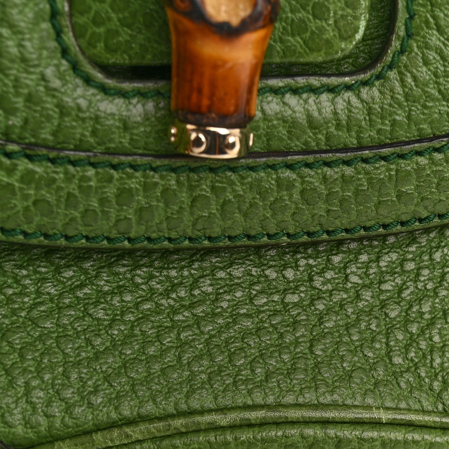 Calfskin Bamboo Top Handle Bag Green