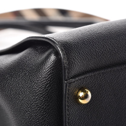 Burberry Soft Grain Calfskin Medium Buckle Tote Black 11 of 16
