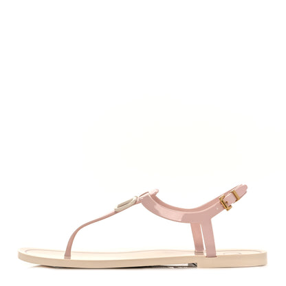 Valentino Garavani PVC Vlogo Flat Thong Sandals 41 Rose Quartz Light Ivory 1 of 8