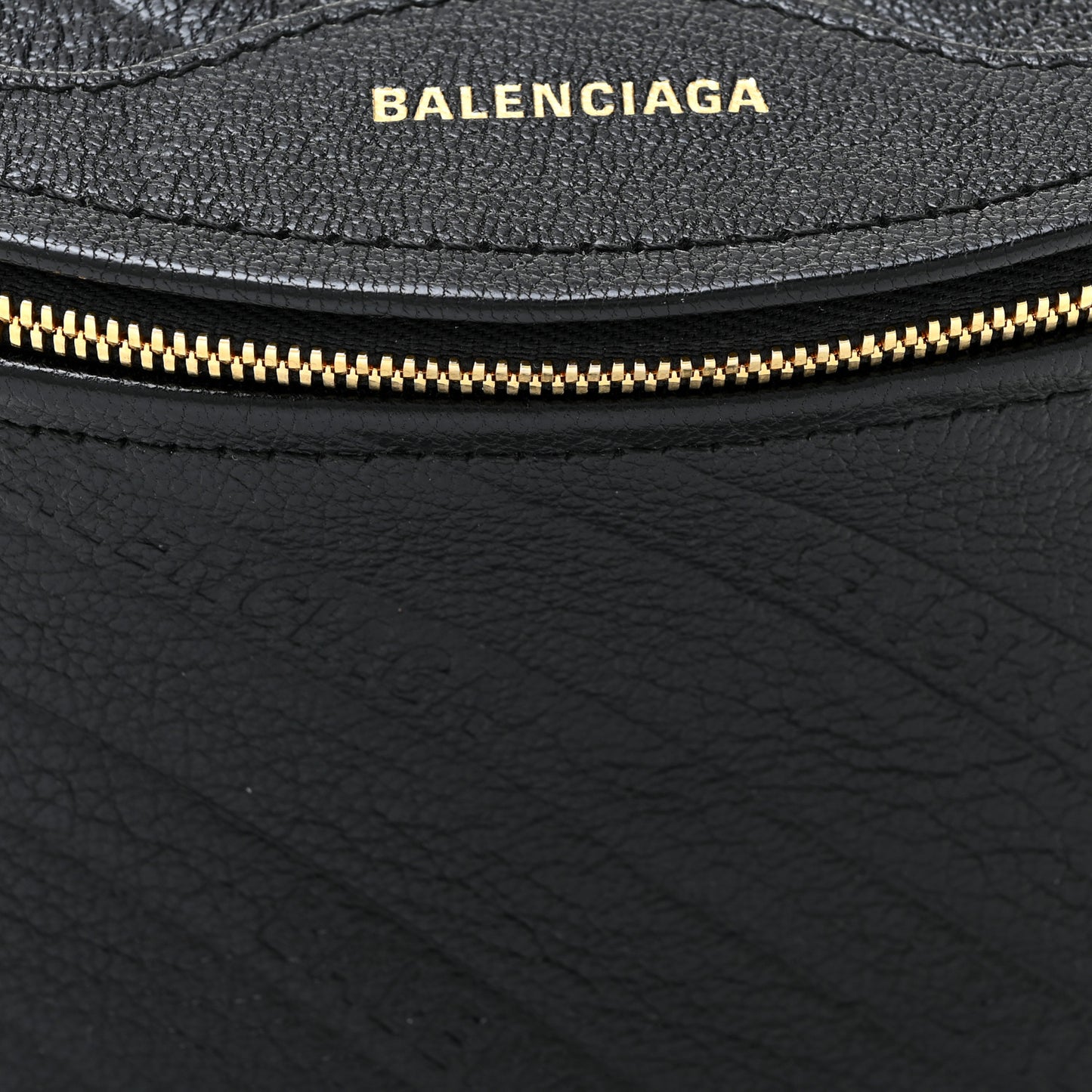 Shiny Goatskin Allover Logo Embossed XXS Souvenir Belt Bag Black