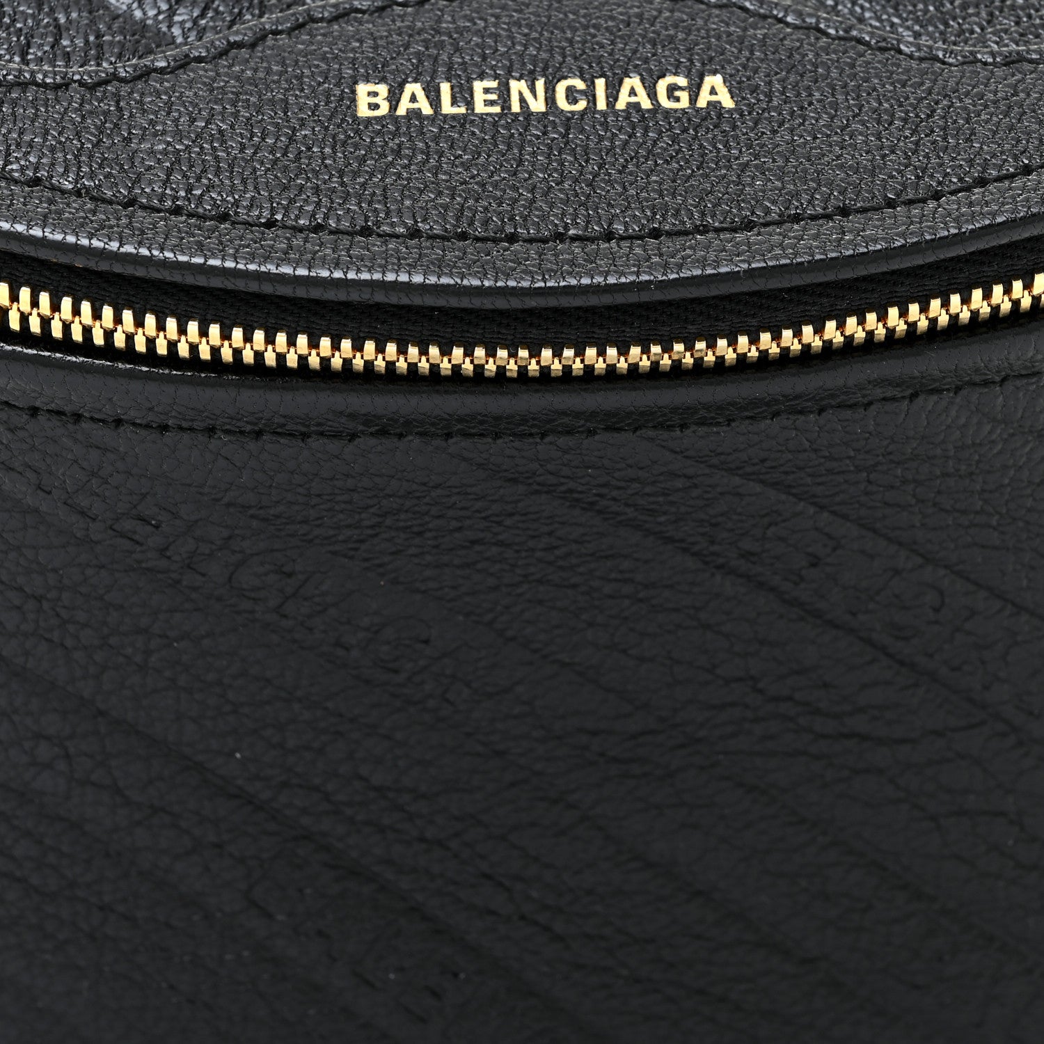 Balenciaga Shiny Goatskin Allover Logo Embossed XXS Souvenir Belt Bag Black 7 of 11