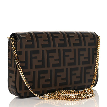 Fendi Vitello Soft F is Fendi Bi-Color FF 1974 Embossed Envelope Wallet On Chain with Pouches Maya Black 4 of 12