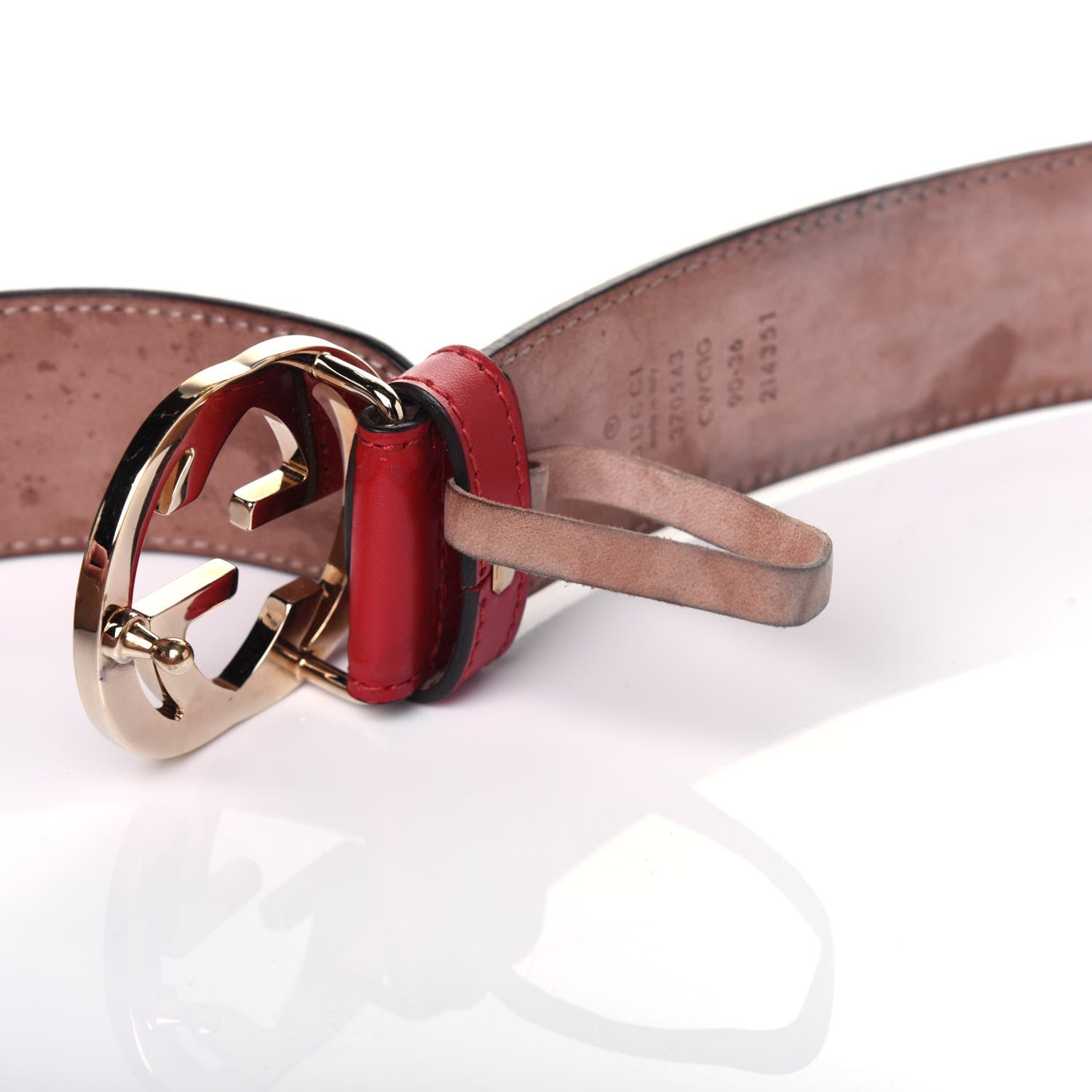 Gucci Guccissima Signature Interlocking G 37mm Belt 90 36 Hibiscus Red 9 of 9