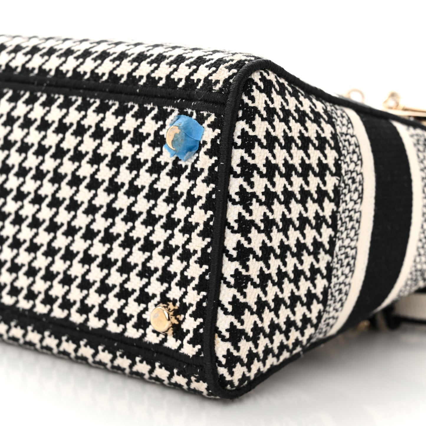 Canvas Houndstooth Embroidered Medium Lady D-Lite Black White