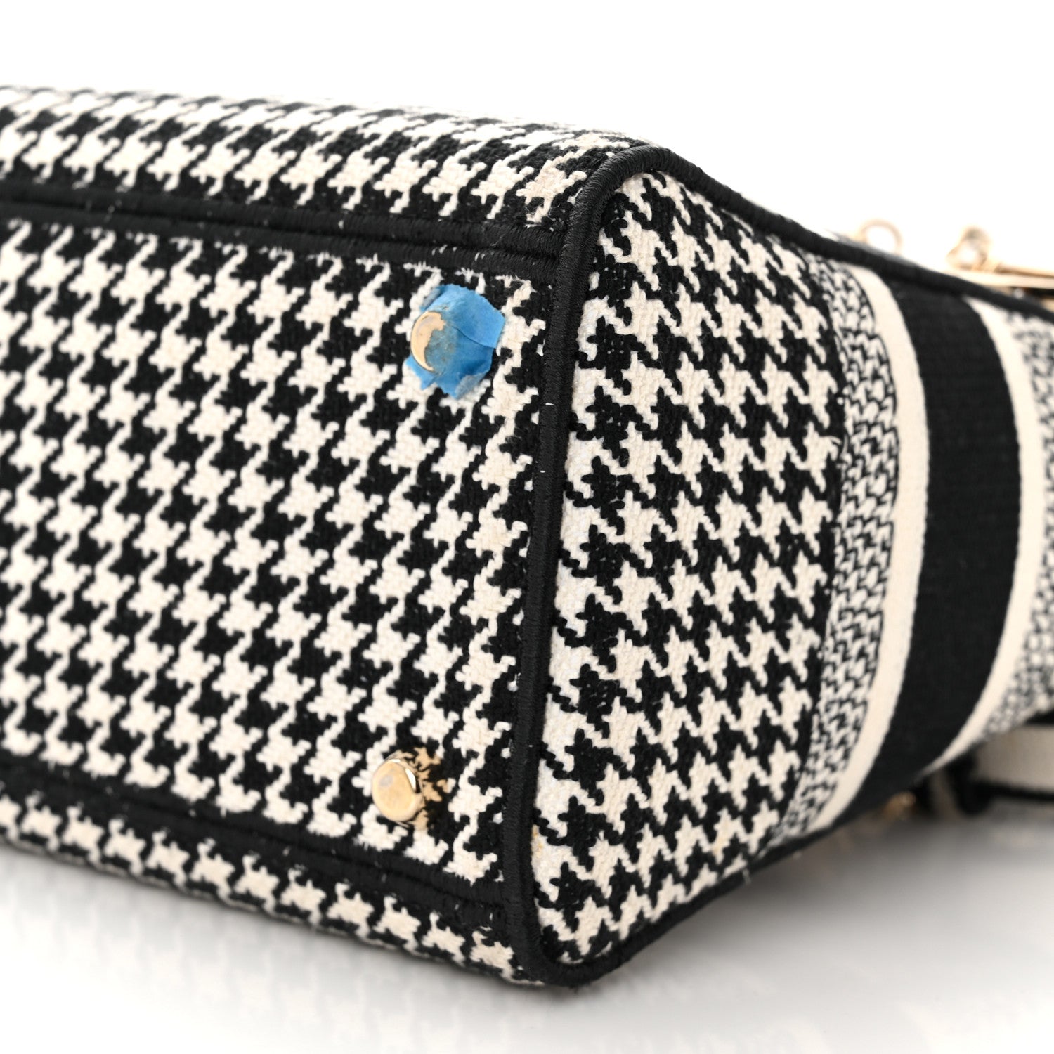 Christian Dior Canvas Houndstooth Embroidered Medium Lady D-Lite Black White 9 of 9