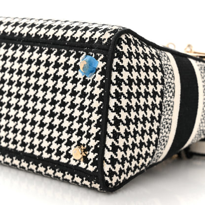 Christian Dior Canvas Houndstooth Embroidered Medium Lady D-Lite Black White 9 of 9