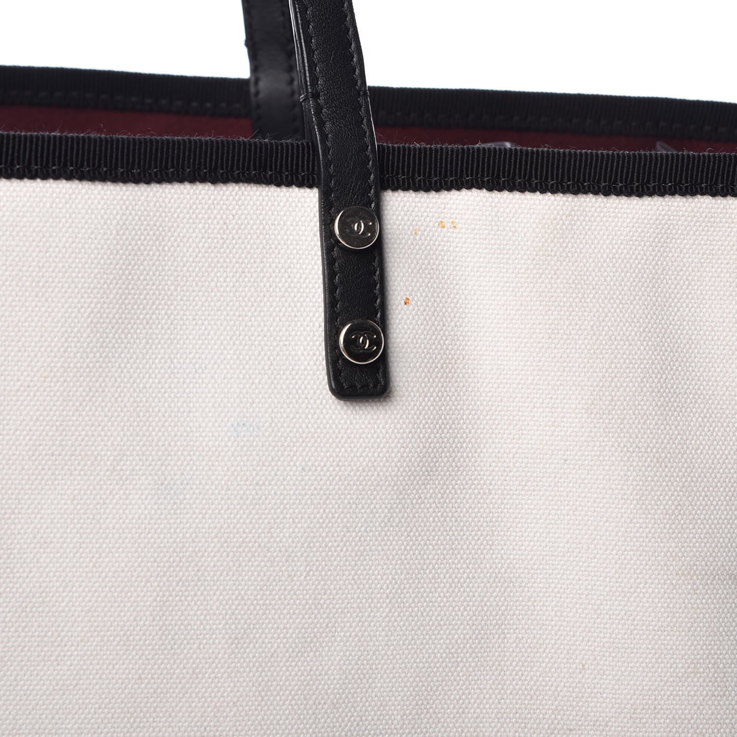 Chanel Canvas Calfskin Large Let's Demonstrate Tote White Black 15 of 18