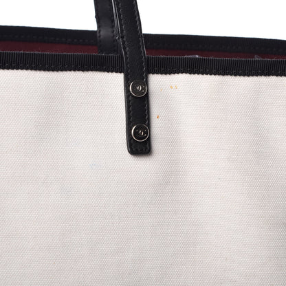 Chanel Canvas Calfskin Large Let's Demonstrate Tote White Black 15 of 18