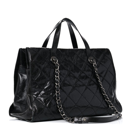 Chanel Crumpled Grained Calfskin Quilted CC Crave Tote Black 3 of 26