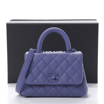 Chanel Caviar Quilted Incognito Extra Mini Coco Handle Flap Blue 11 of 11