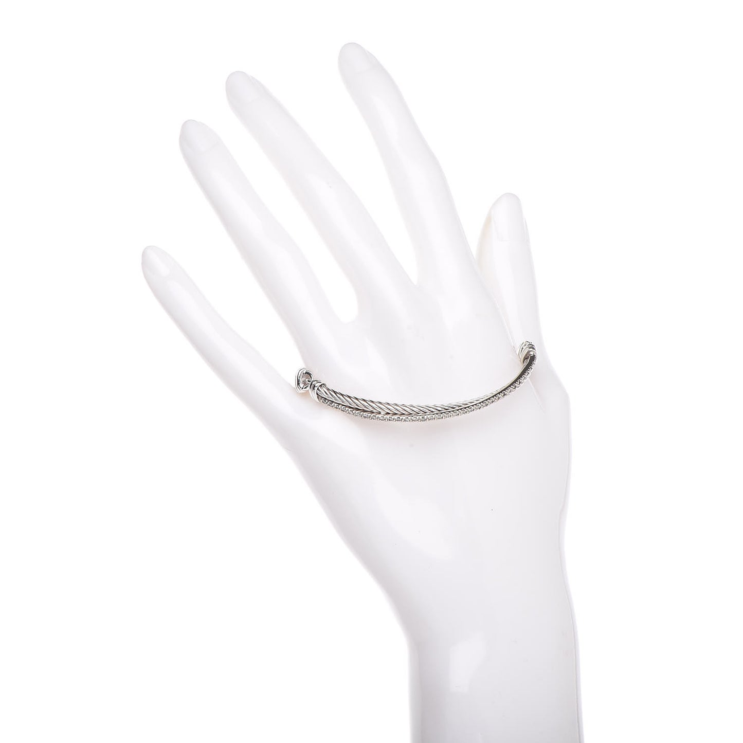 Sterling Silver 14K White Gold Diamond 3mm Crossover Bracelet