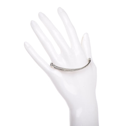 David Yurman Sterling Silver 14K White Gold Diamond 3mm Crossover Bracelet 2 of 5