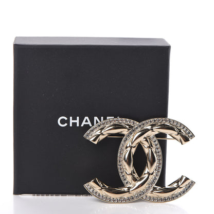 Chanel Baguette Crystal Quilted Vintage Allure CC Brooch Gold 5 of 5