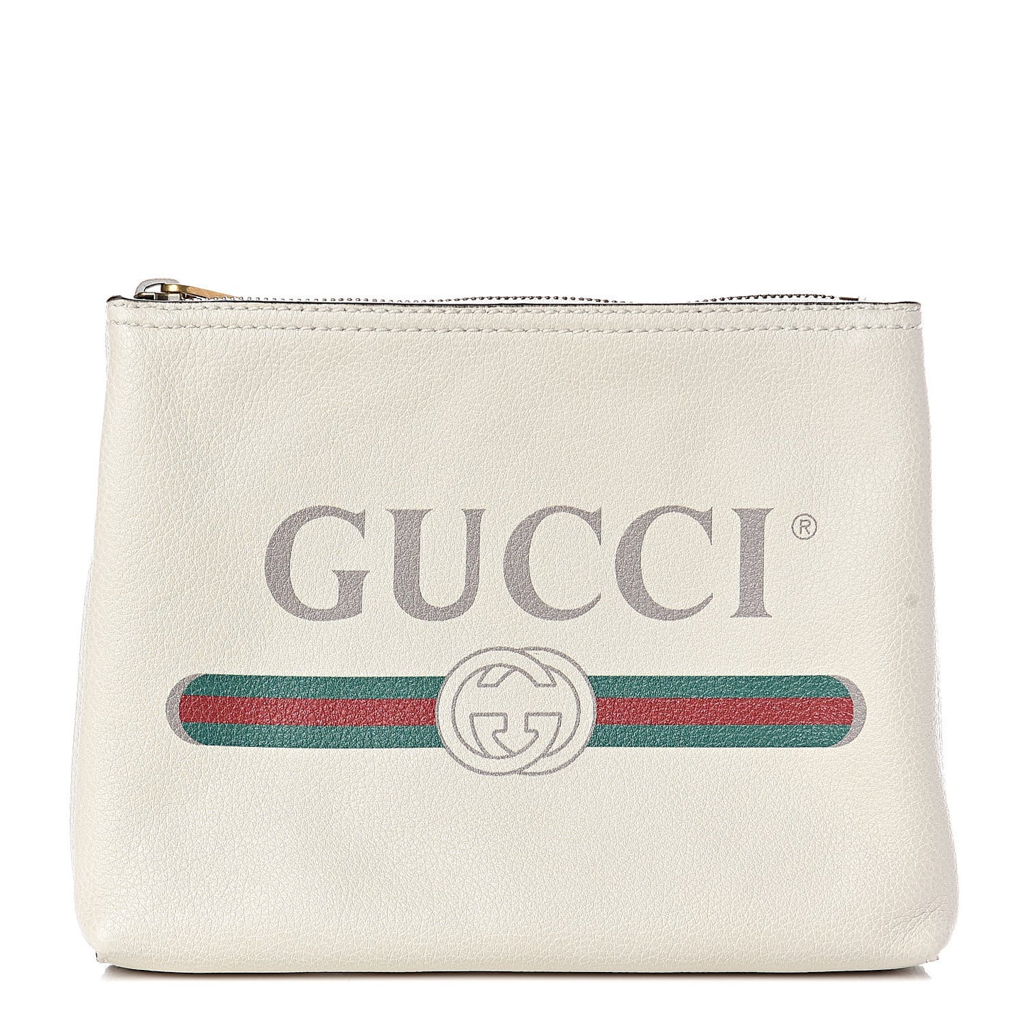 Pebbled Calfskin Medium Logo Portfolio Clutch White