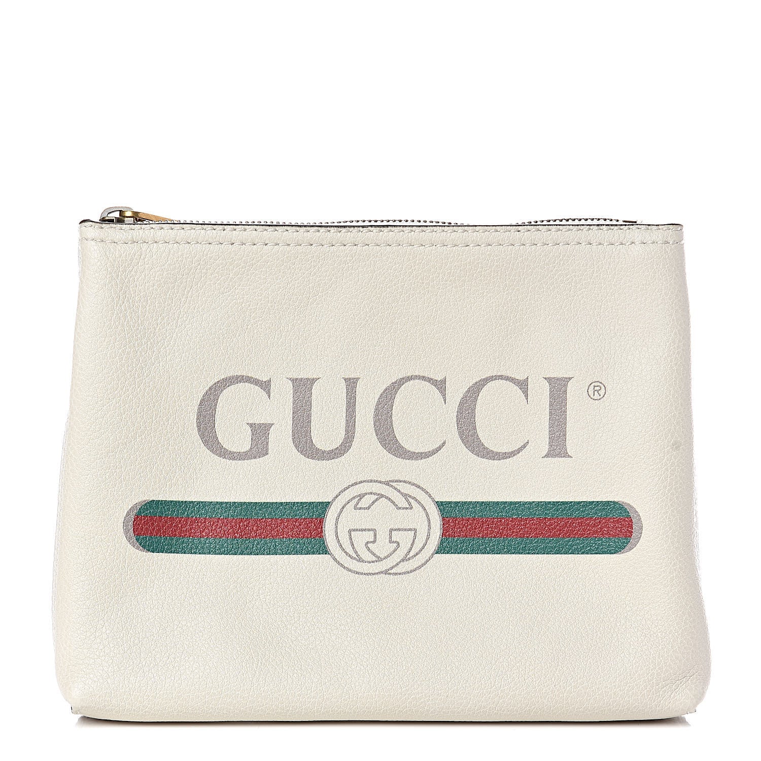 Gucci Pebbled Calfskin Medium Logo Portfolio Clutch White 1 of 7