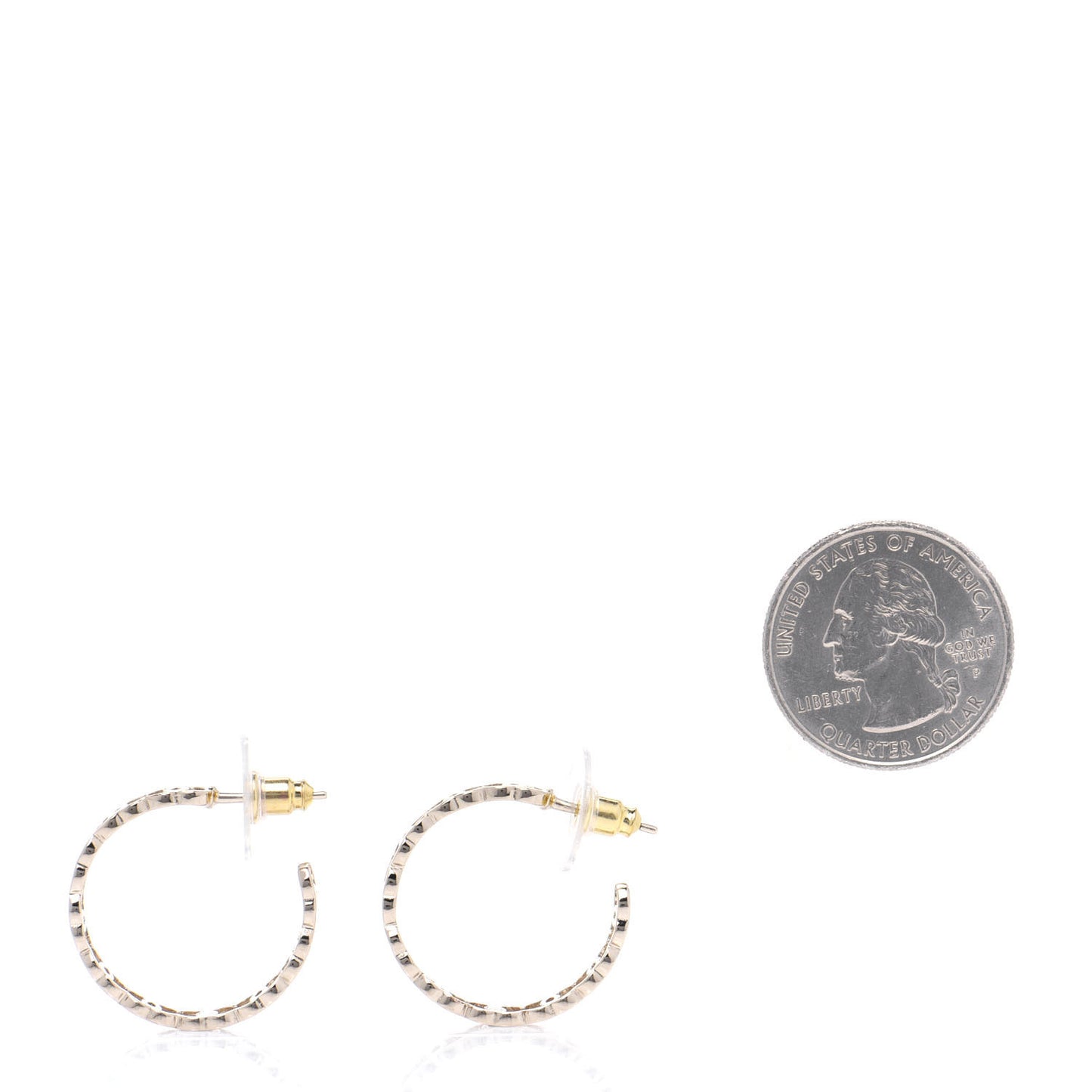 Metal CC Hoop Earrings Gold