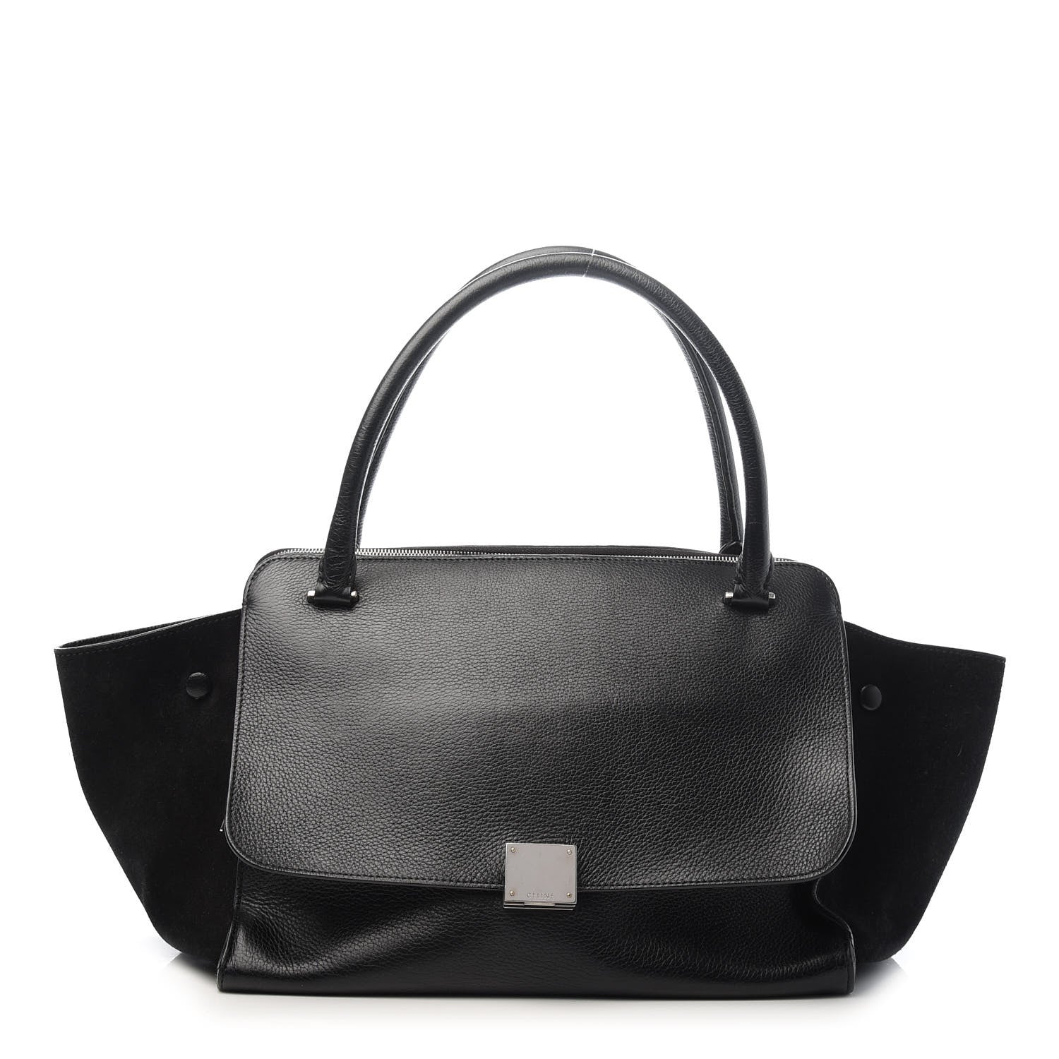 Celine Drummed Calfskin Suede Double Zip Trapeze Black 1 of 8