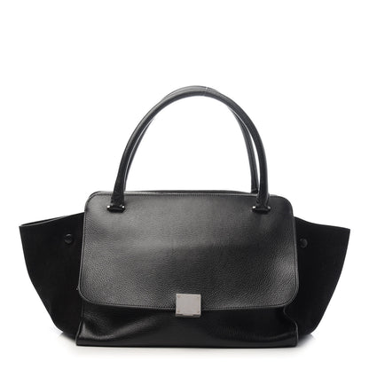 Celine Drummed Calfskin Suede Double Zip Trapeze Black 1 of 8