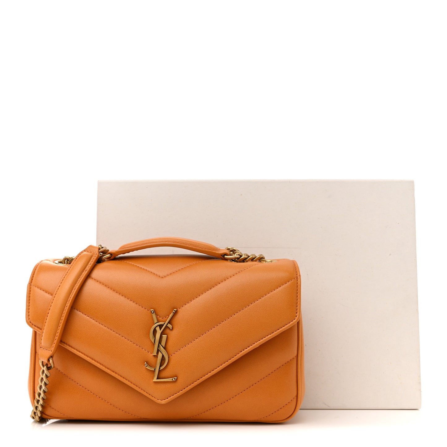 Lambskin Chevron Quilted Small Loulou Bag Sunflower