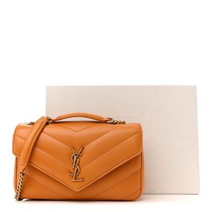 Saint Laurent Lambskin Chevron Quilted Small Loulou Bag Sunflower 12 of 12