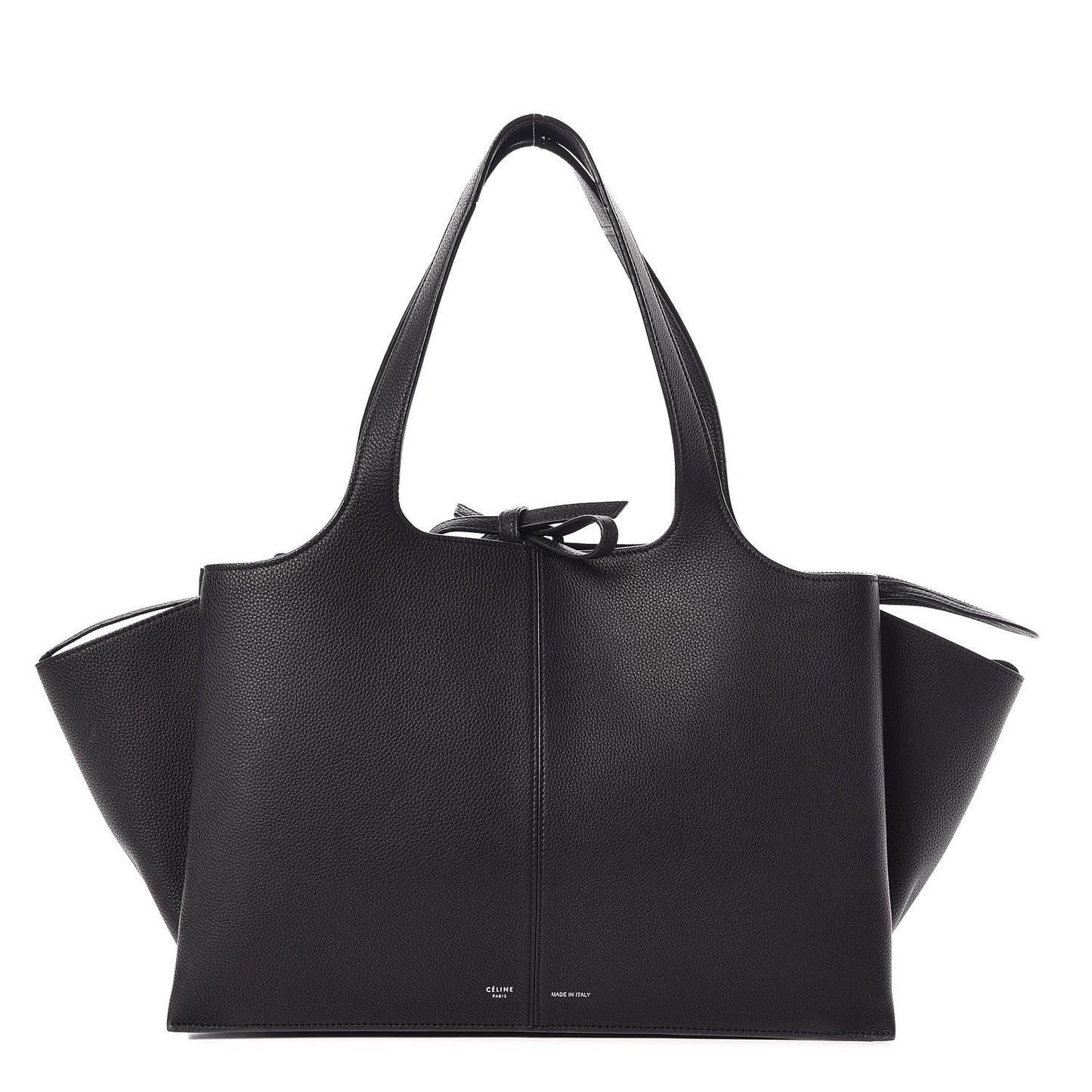 Baby Grained Calfskin Medium Tri-Fold Bag Black