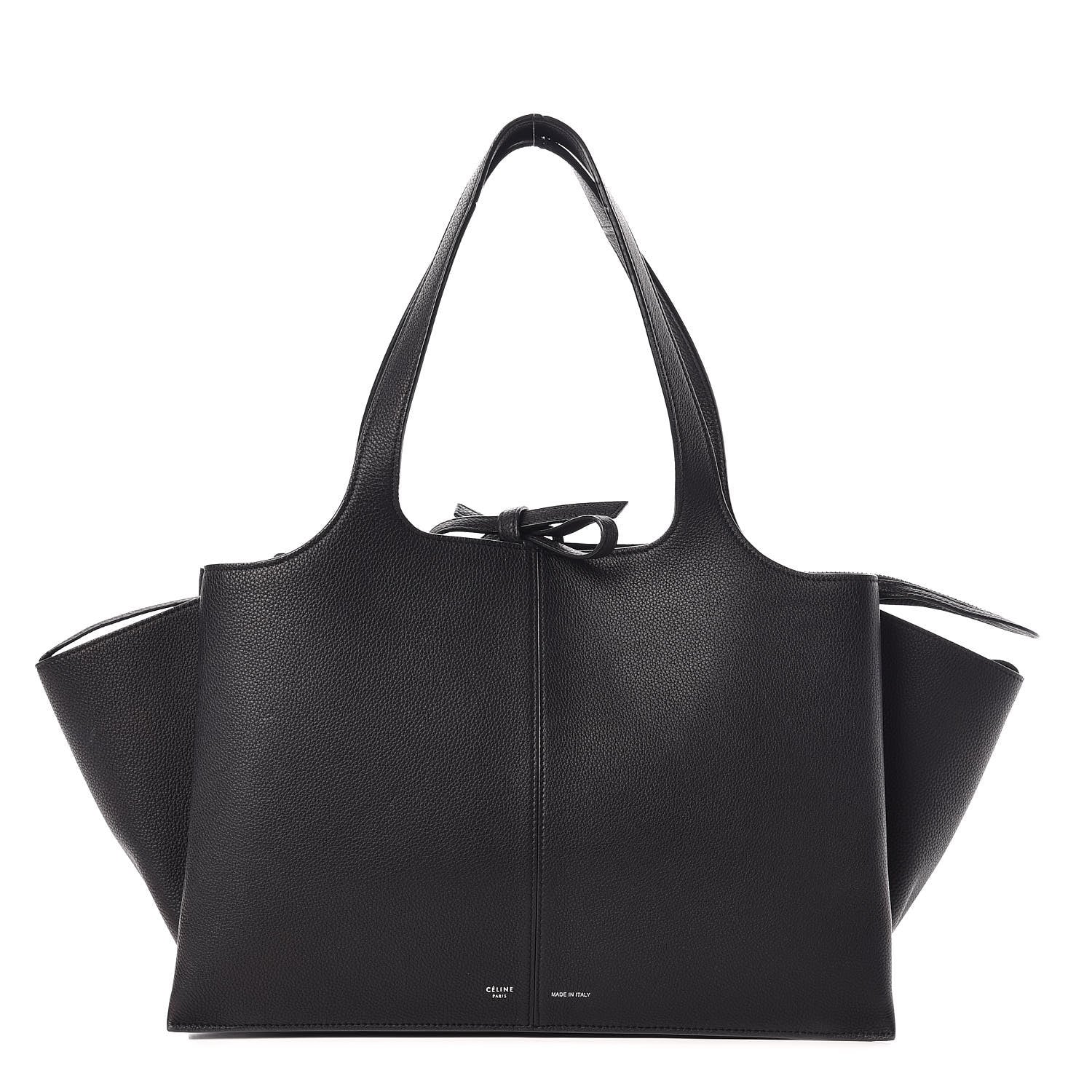 Celine Baby Grained Calfskin Medium Tri-Fold Bag Black 1 of 12