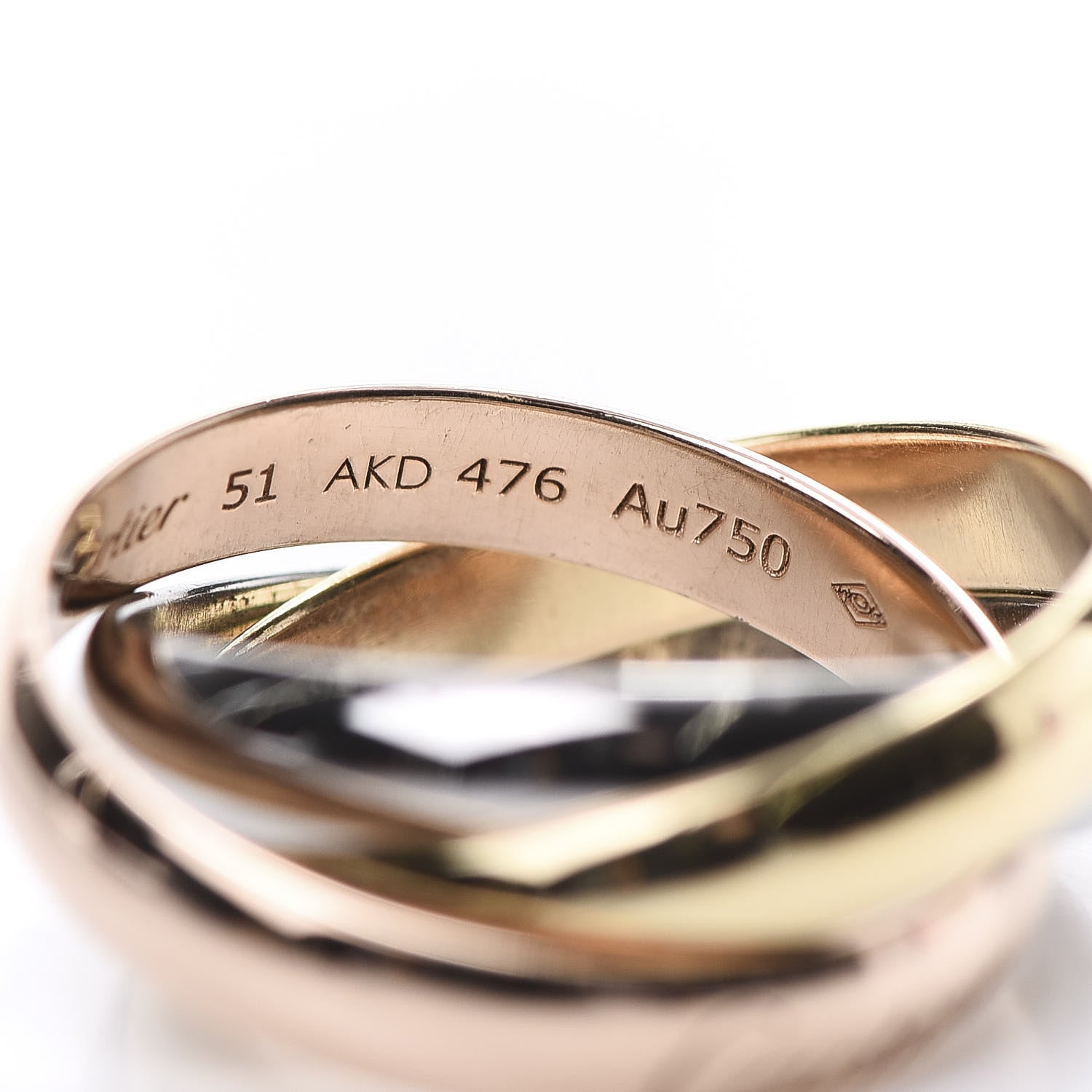Cartier 18K Pink Yellow White Gold Classic Trinity Ring 51 5.75 5 of 6