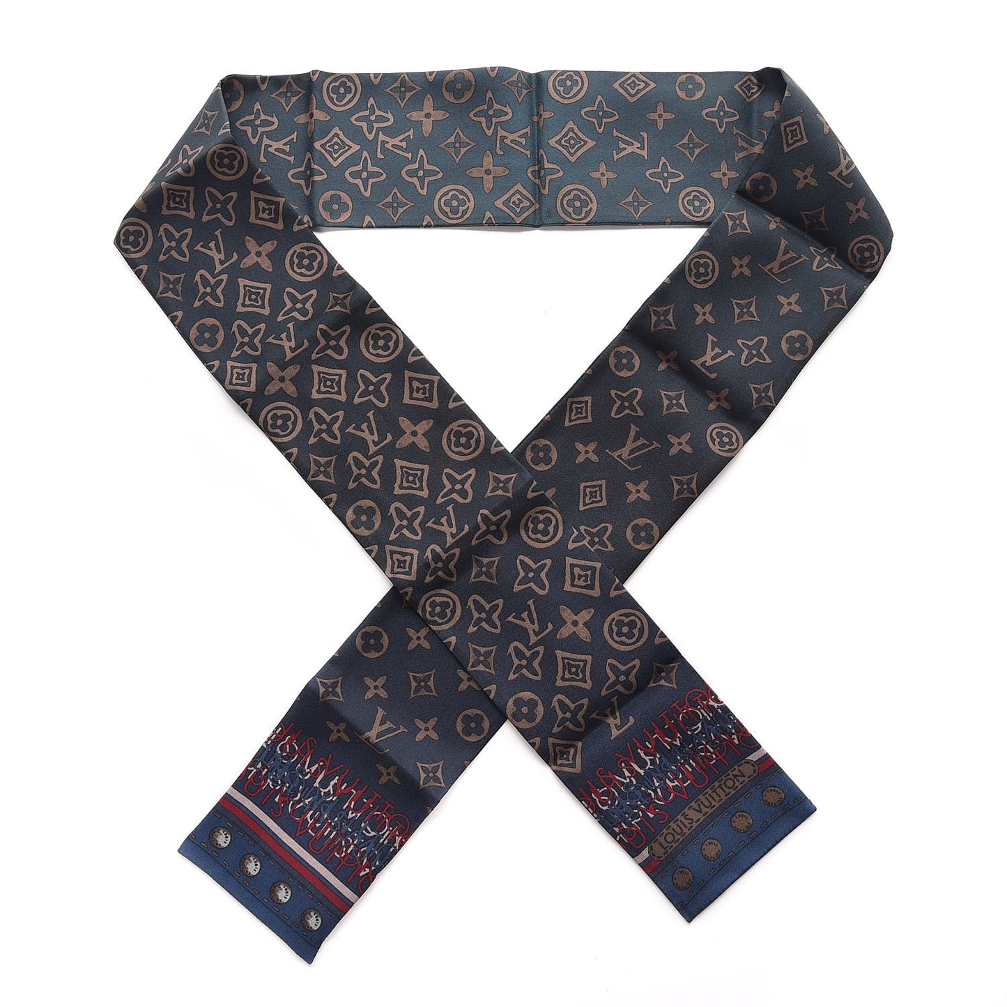 Silk Monogram Map Bandeau Petrole Blue