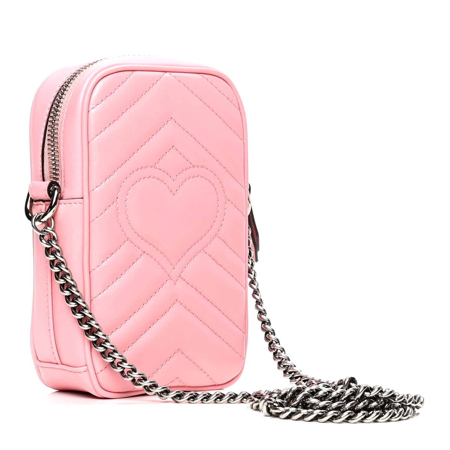 Calfskin Matelasse Mini GG Marmont Crossbody Bag Wild Rose