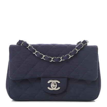 Chanel Jersey Quilted Mini Rectangular Flap Navy 1 of 11