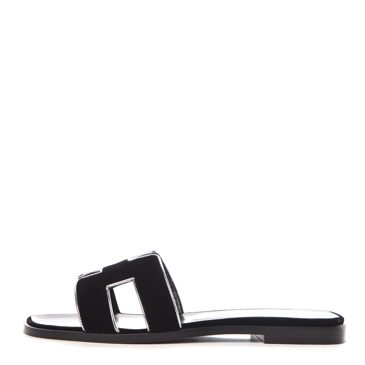 Velvet Nappa Oran Sandals 36 Black Argent Vieilli
