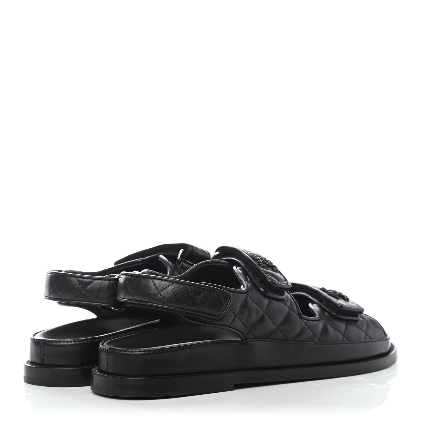 Lambskin Velcro Dad Sandals 37.5 Black