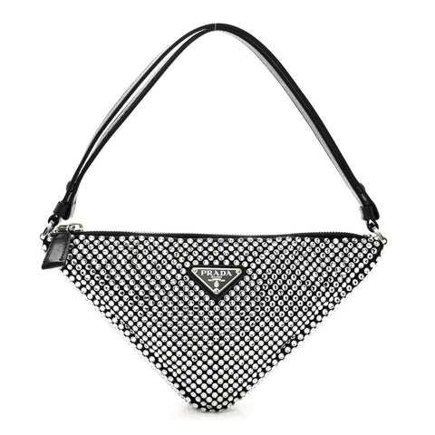 Satin Crystal Triangle Pouch Cristal