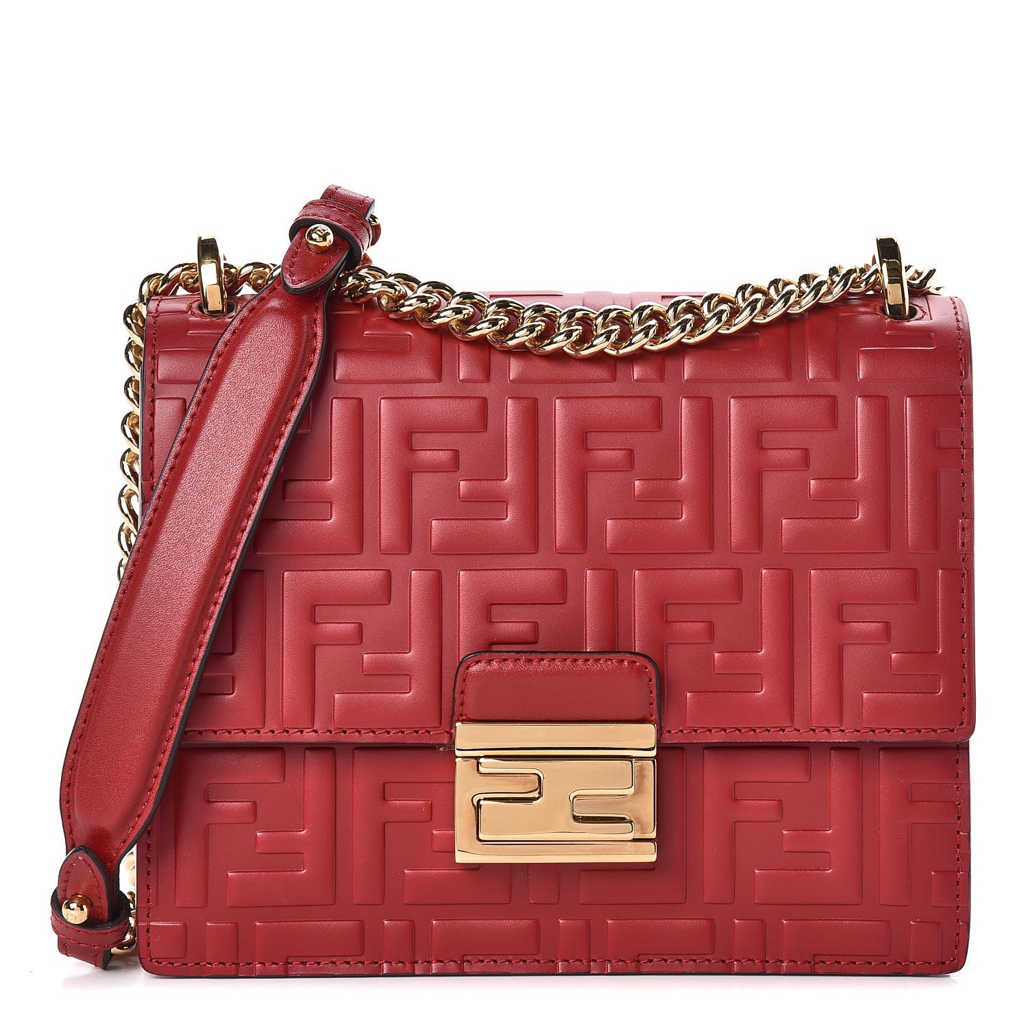 Fendi Vitello Liberty FF 1974 Embossed Small Kan U Shoulder Bag Fragola 1 of 10