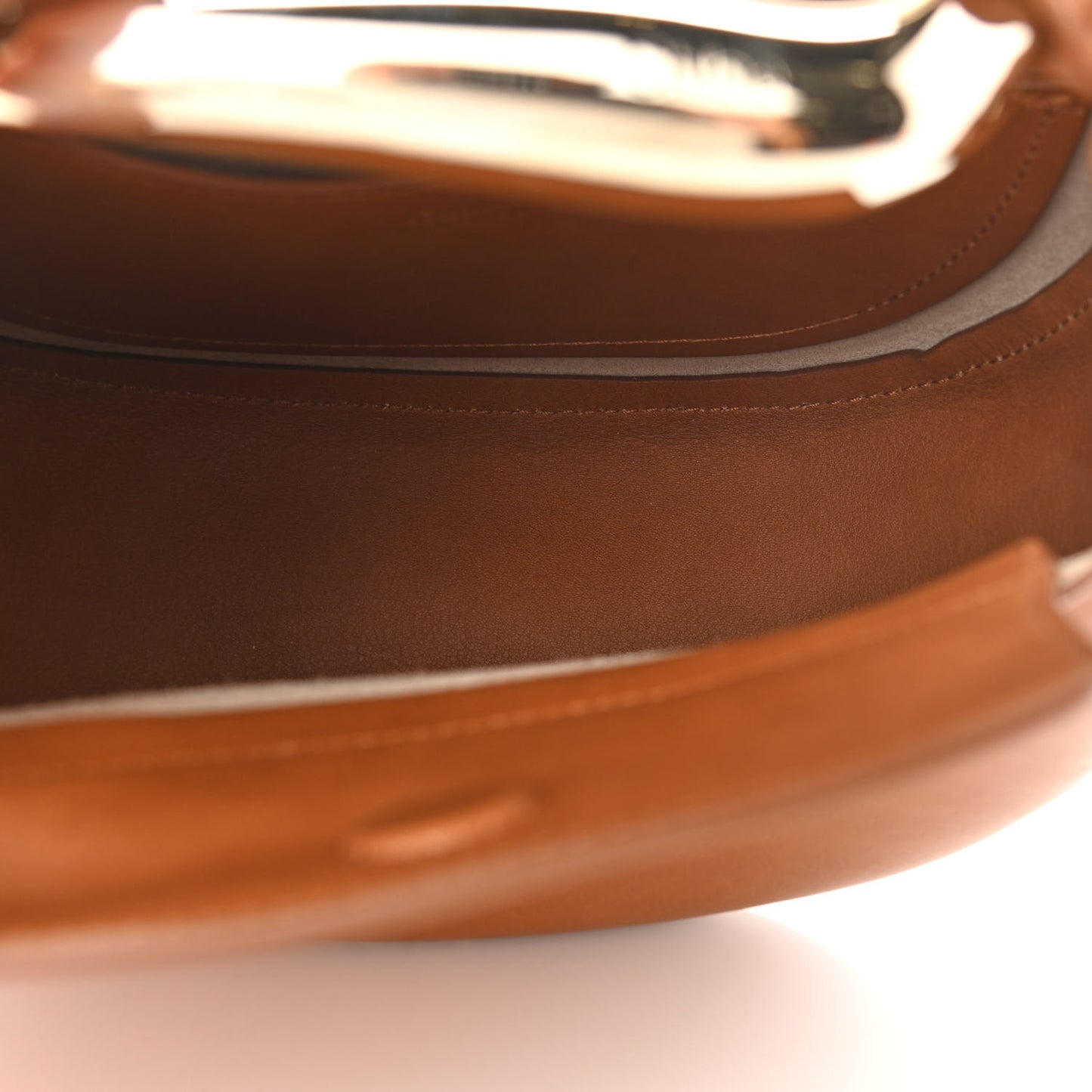 Small Grain Calfskin Kiss Bag Arizona Brown