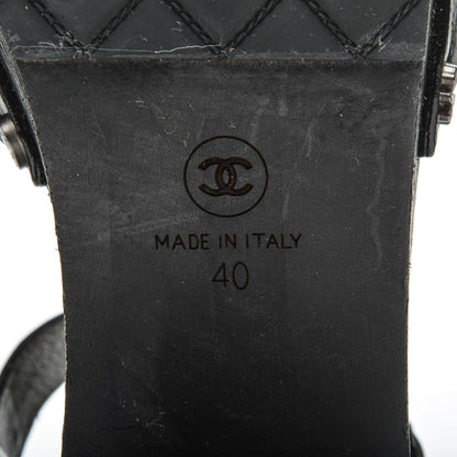 Chanel Goatskin Studded Platform Sandals 40 Black 6 of 9
