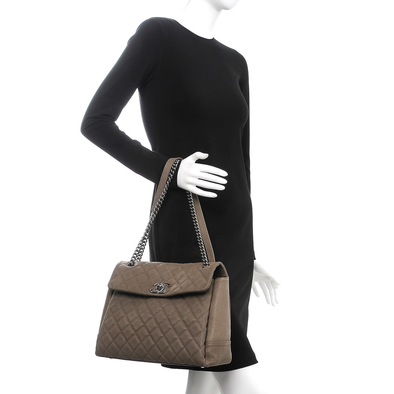 Chanel Iridescent Caviar Medium Lady Pearly Flap Khaki 3 of 14